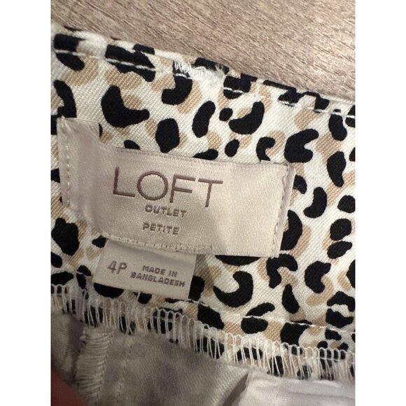 Loft Outlet Womens Skinny Ankle Pants Leopard Print 4P Petite Cotton/Spandex - Picture 5 of 8